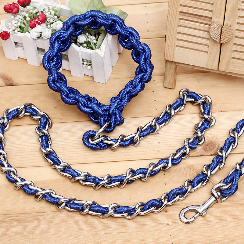 Anti-Bite Dog Chain Big Dog Traction Rope Golden Retriever Samoyed Husky Iron Traction Rope Pet Supplies