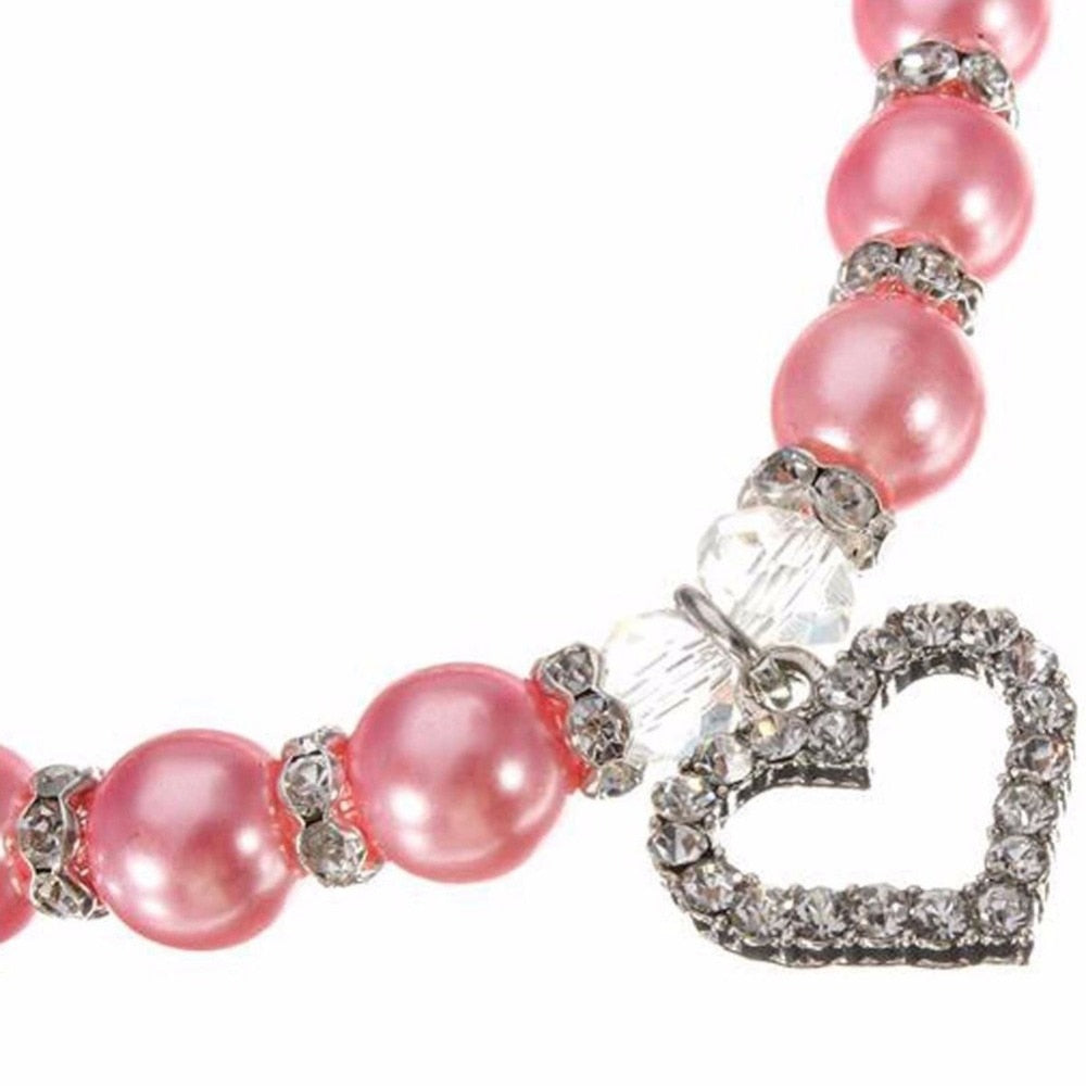 PET Fashion Pet necklace Puppy Dog Cat Pearl Necklace Pet Accessories Love Diamond Pets Dogs Cats Collar & Ldads Jewelry