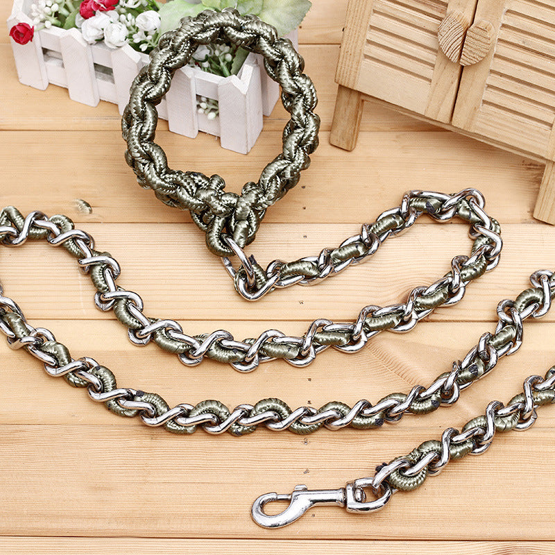 Anti-Bite Dog Chain Big Dog Traction Rope Golden Retriever Samoyed Husky Iron Traction Rope Pet Supplies