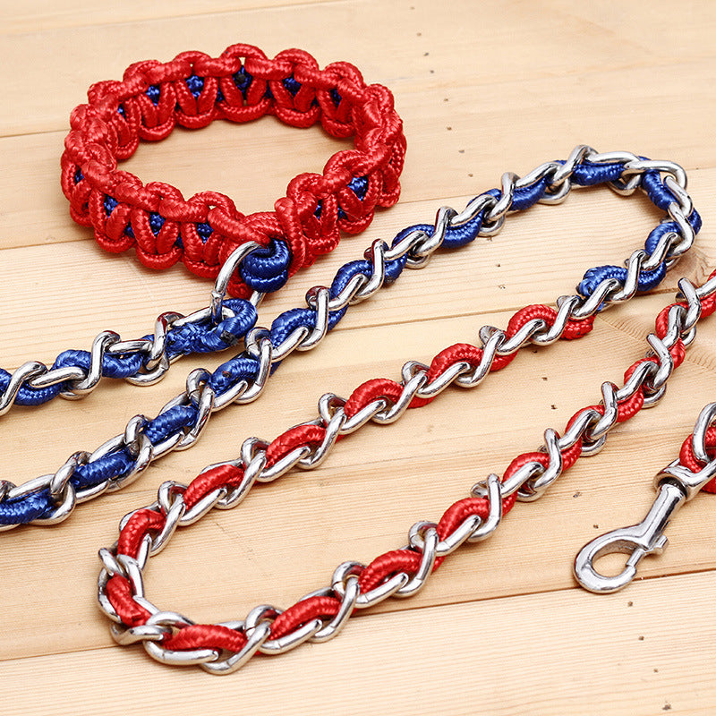 Anti-Bite Dog Chain Big Dog Traction Rope Golden Retriever Samoyed Husky Iron Traction Rope Pet Supplies