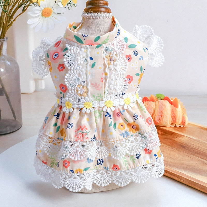 Floral dress dog Clothes skirt Super for dogs Clothing pet Outfits