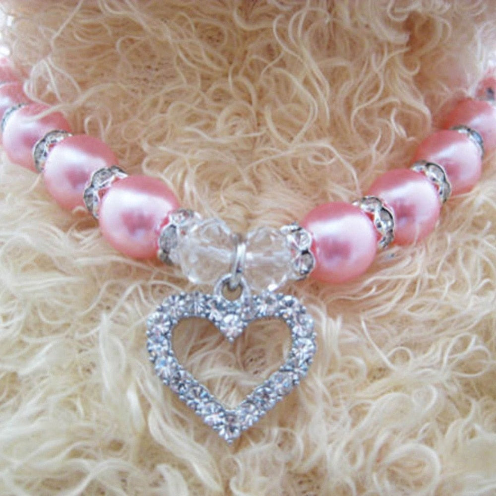 PET Fashion Pet necklace Puppy Dog Cat Pearl Necklace Pet Accessories Love Diamond Pets Dogs Cats Collar & Ldads Jewelry