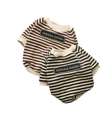 pet clothing round neck striped terry sweater  cow  dog clothes