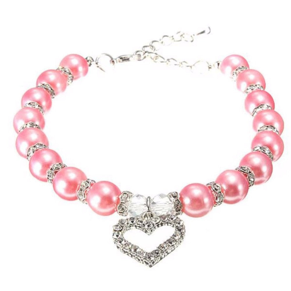 PET Fashion Pet necklace Puppy Dog Cat Pearl Necklace Pet Accessories Love Diamond Pets Dogs Cats Collar & Ldads Jewelry