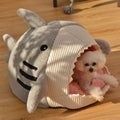 Autumn and Winter Warm Internet Celebrity Big Mouth Shark Pet Nest Semi Closed Cat Nest Dog Nest with Mat Deep Sleep Pet Supplies