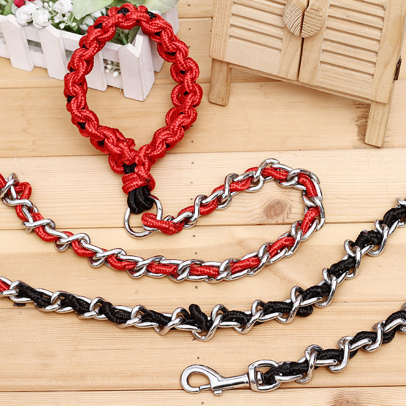 Anti-Bite Dog Chain Big Dog Traction Rope Golden Retriever Samoyed Husky Iron Traction Rope Pet Supplies