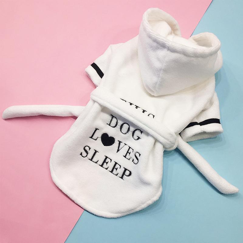 Pet Bathrobe Clothes Coral Dog Sweater Coat Clothes Thickened Pet Hoodie Nightgown Puppy Dogs Cats Pajama Absorbent Towel Yorkie
