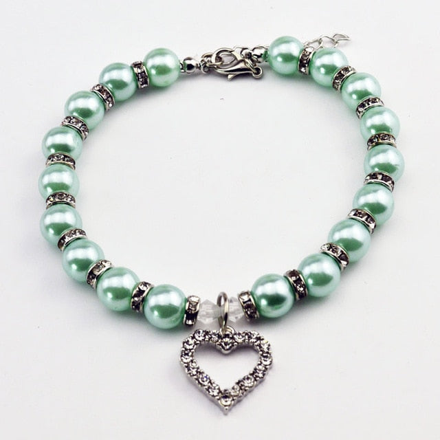 PET Fashion Pet necklace Puppy Dog Cat Pearl Necklace Pet Accessories Love Diamond Pets Dogs Cats Collar & Ldads Jewelry