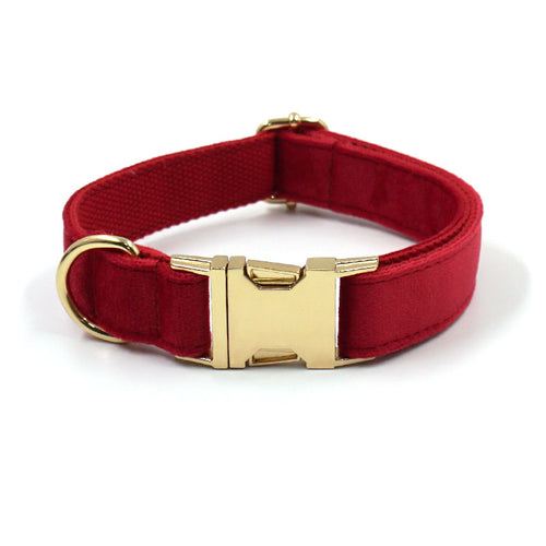 Christmas Red Thick Velvet Gold Buckle Pet Collar Leash Bow Dog Poop Bag Set Christmas Pet Supplies