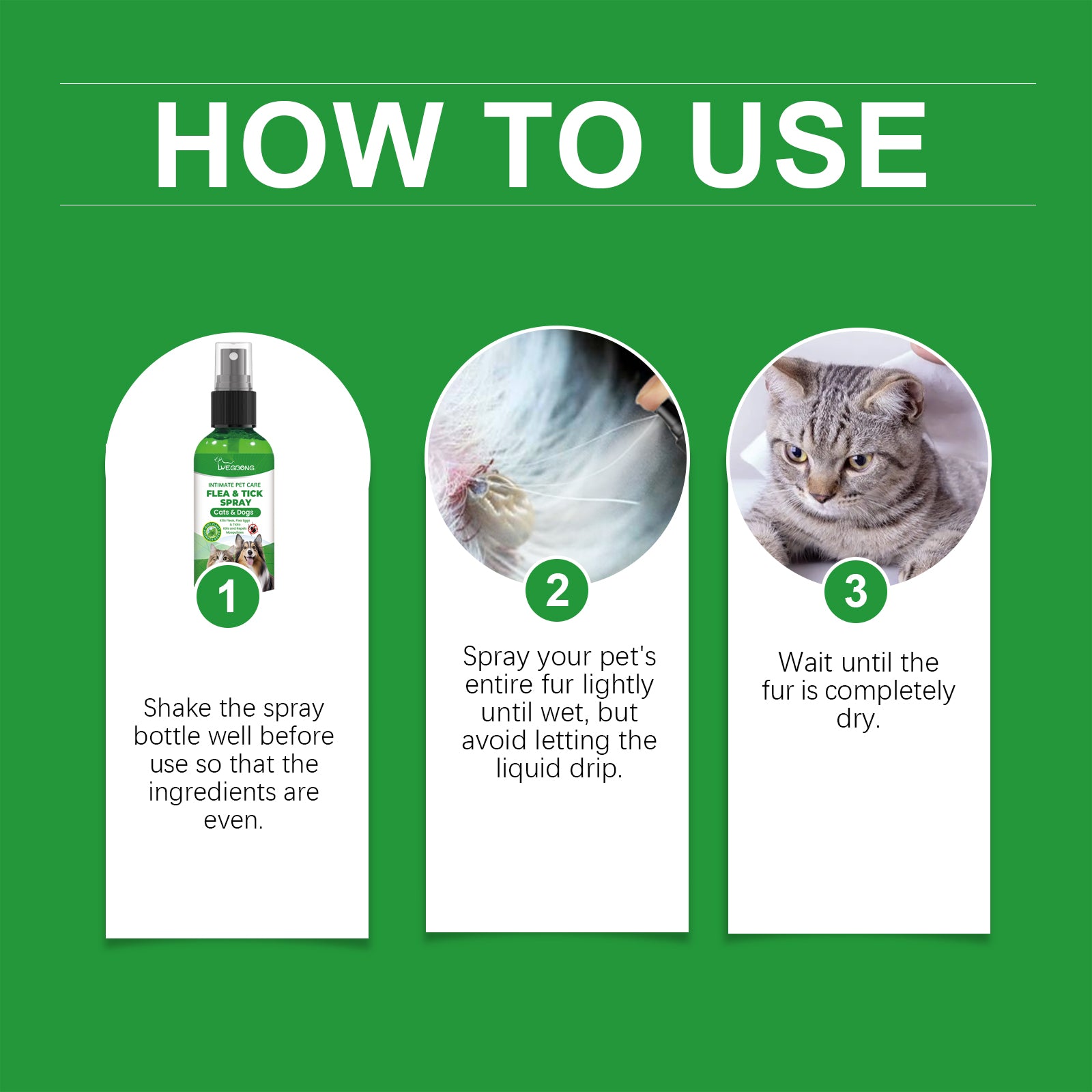Pet Insect Repellent Spray, Dog And Cat Hair And Skin Insect Repellent Daily Gentle Cleaning And Care Agent